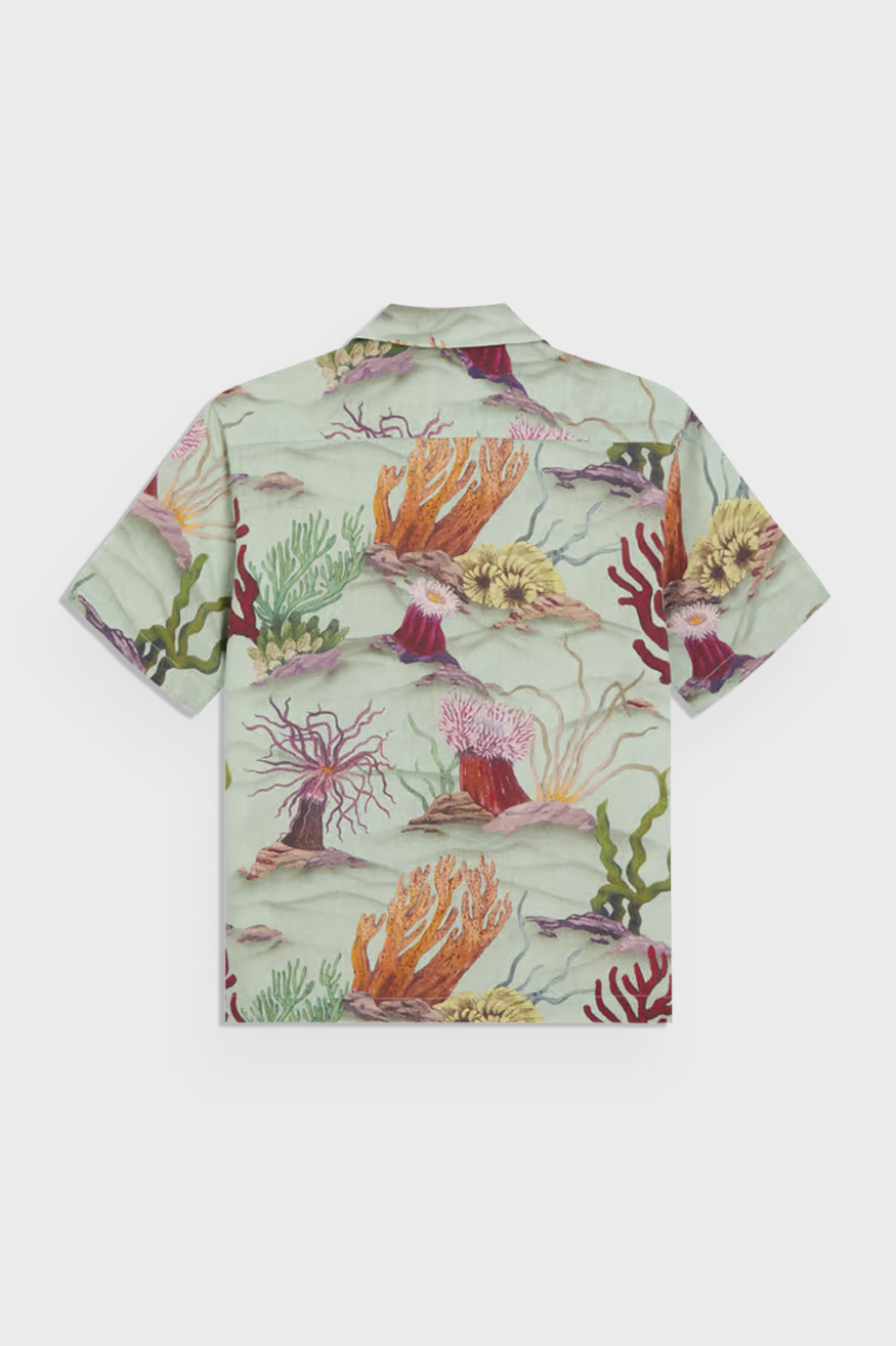 Men's Scotch & Soda Linen Viscose Shirt in Coral Reef AOP