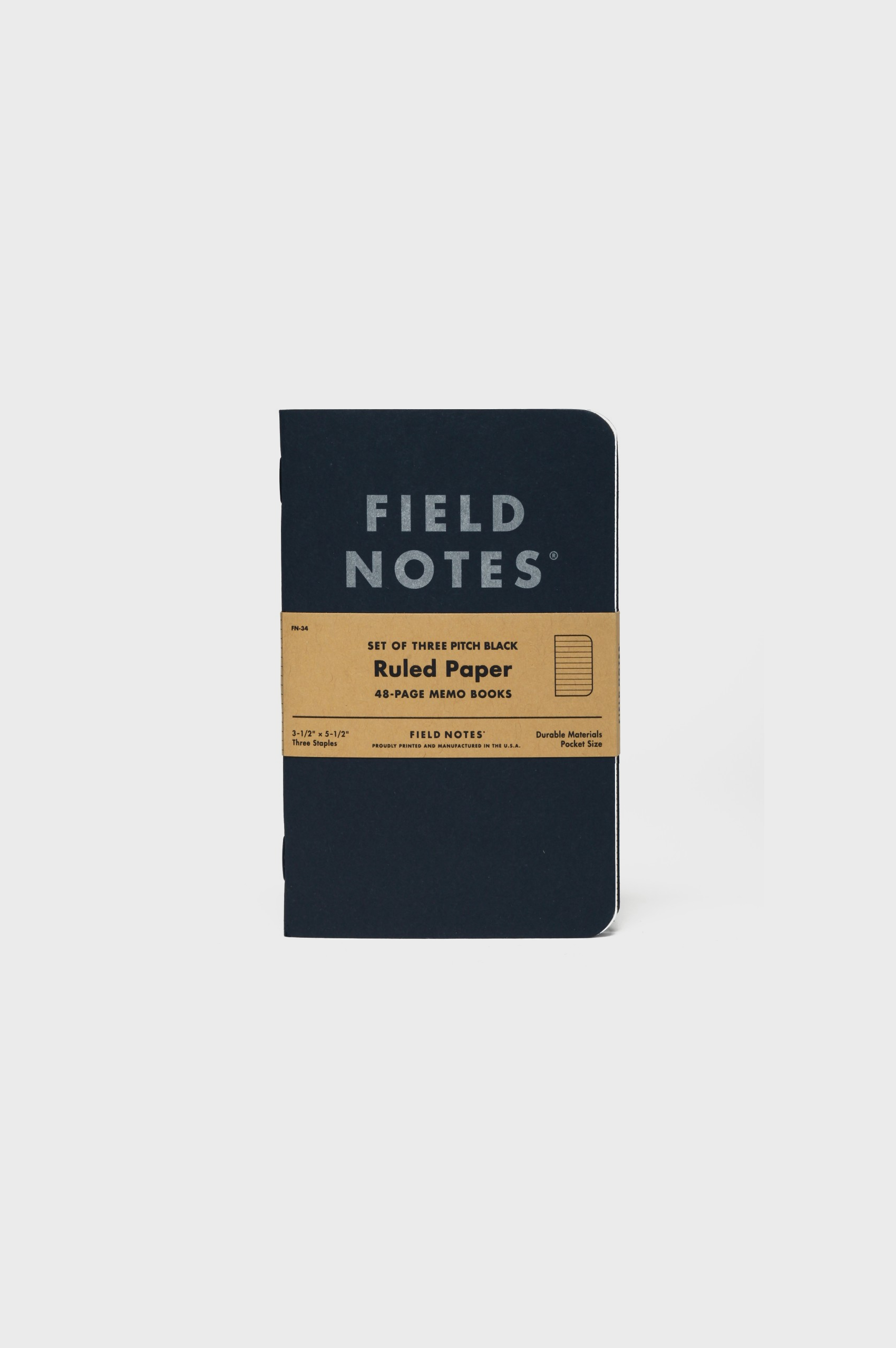 Field Notes Pitch Black Memo Book Ruled 3 Pack