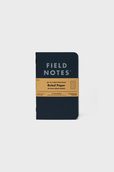 Field Notes Pitch Black Memo Book Ruled 3 Pack
