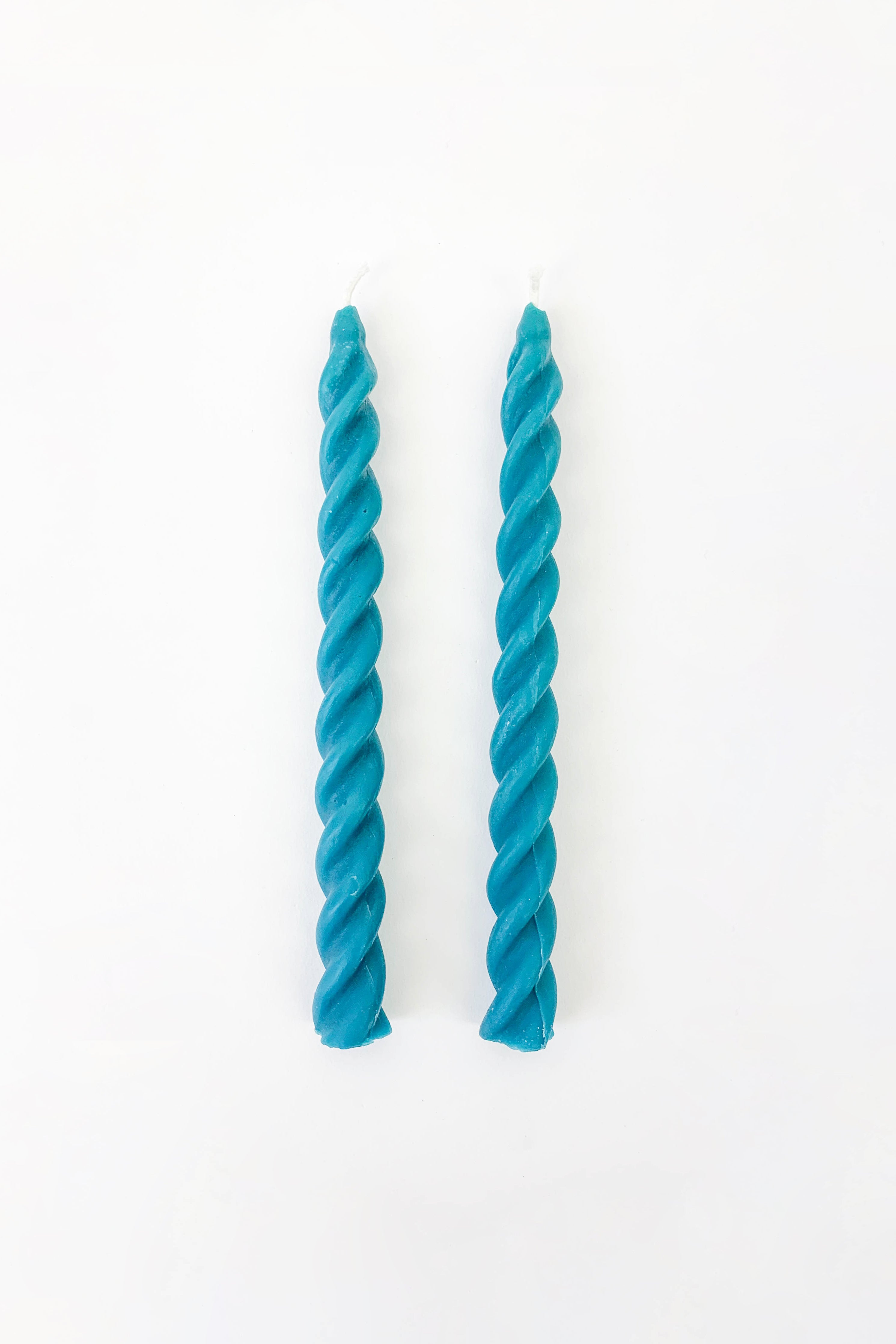 Twisted Taper Candle in Turquoise
