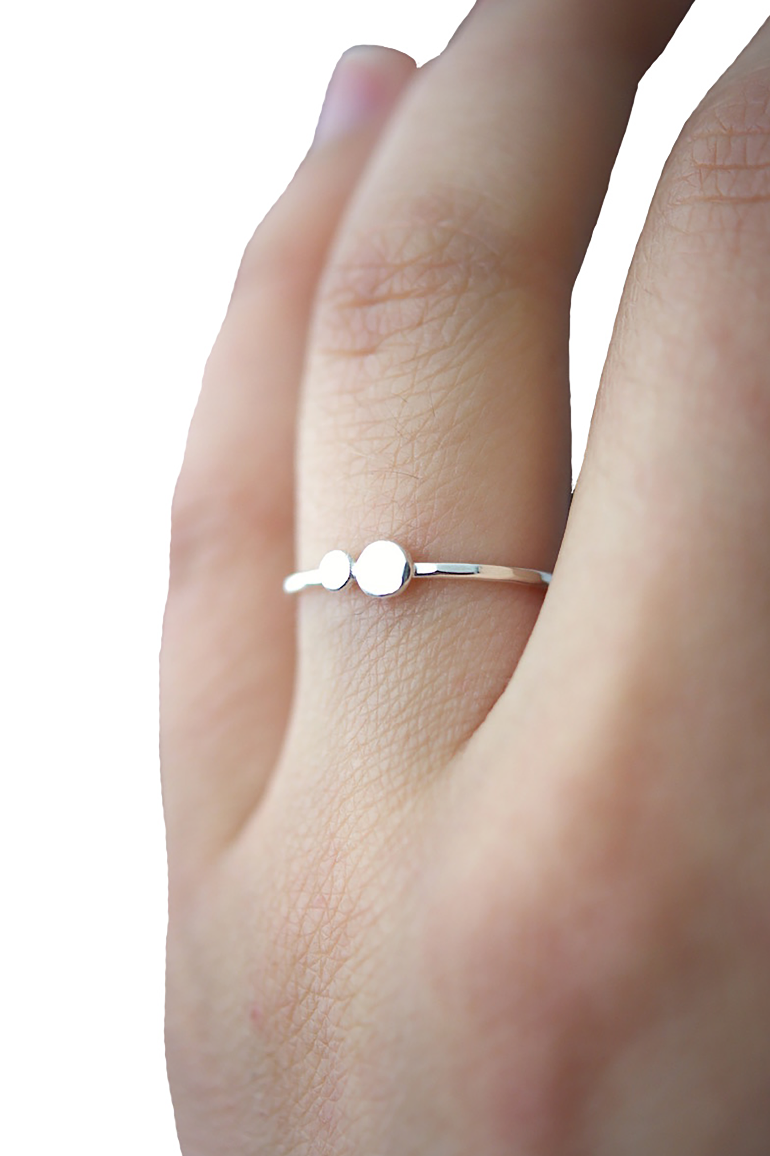 Double Pebble Ring in Sterling Silver