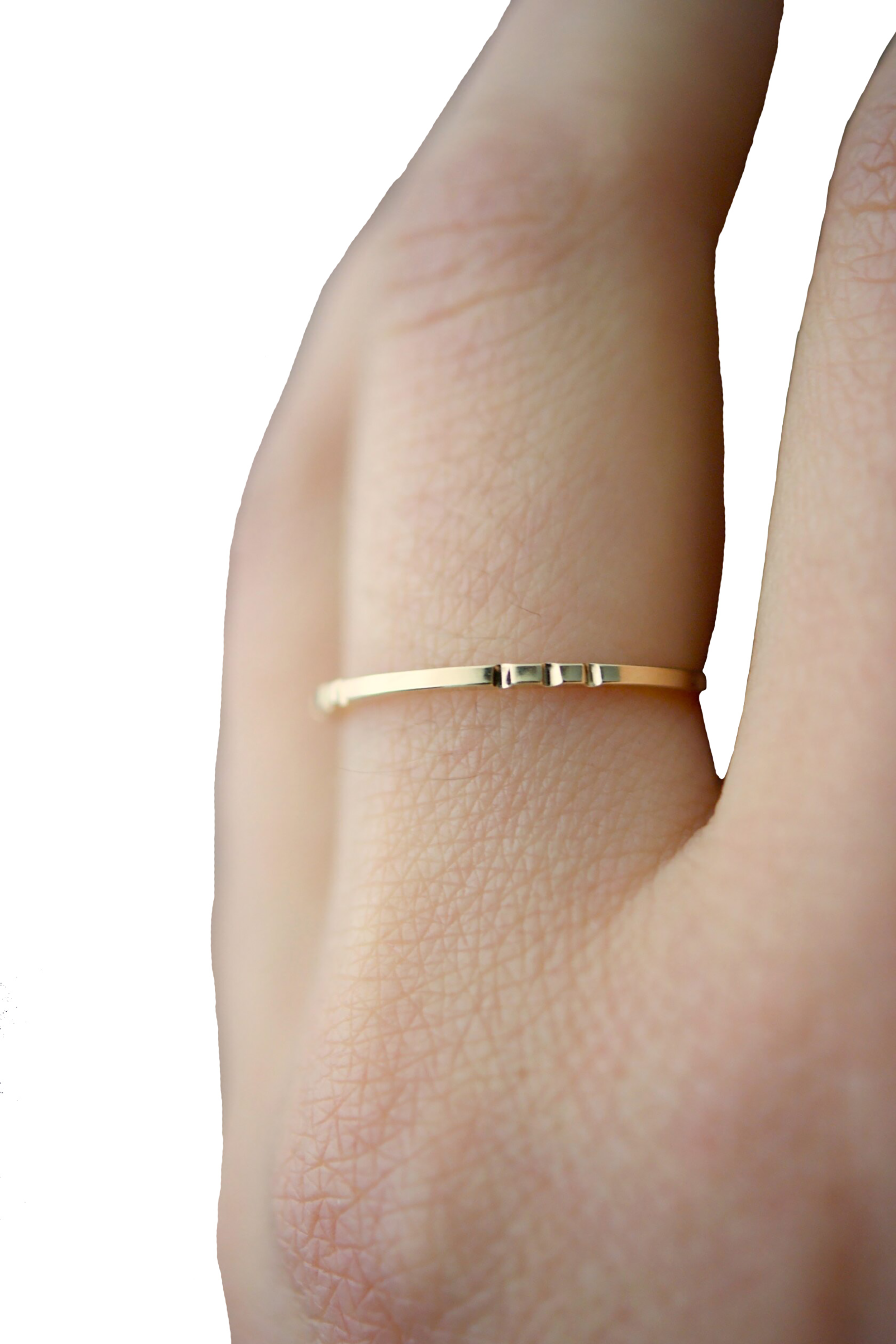 Square Lined Stacking Ring in Gold