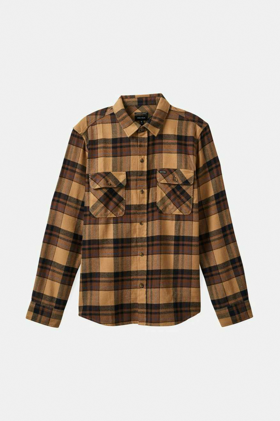 Men's Brixton Bowery Flannel in Tiger's Eye/Pinecone Brown