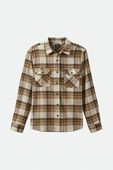 Men's Brixton Bowery Flannel in Whitecap and Brown