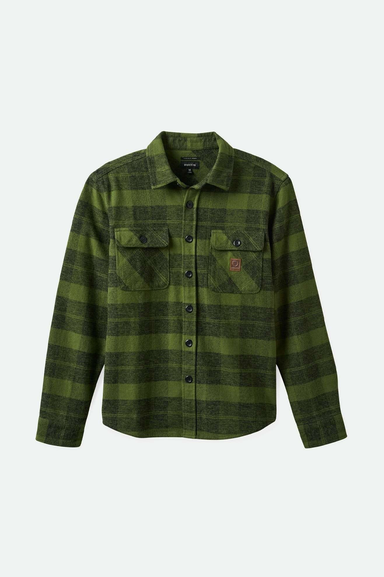 Men's Brixton Bowery Heavyweight Flannel in Cypress Green & Black