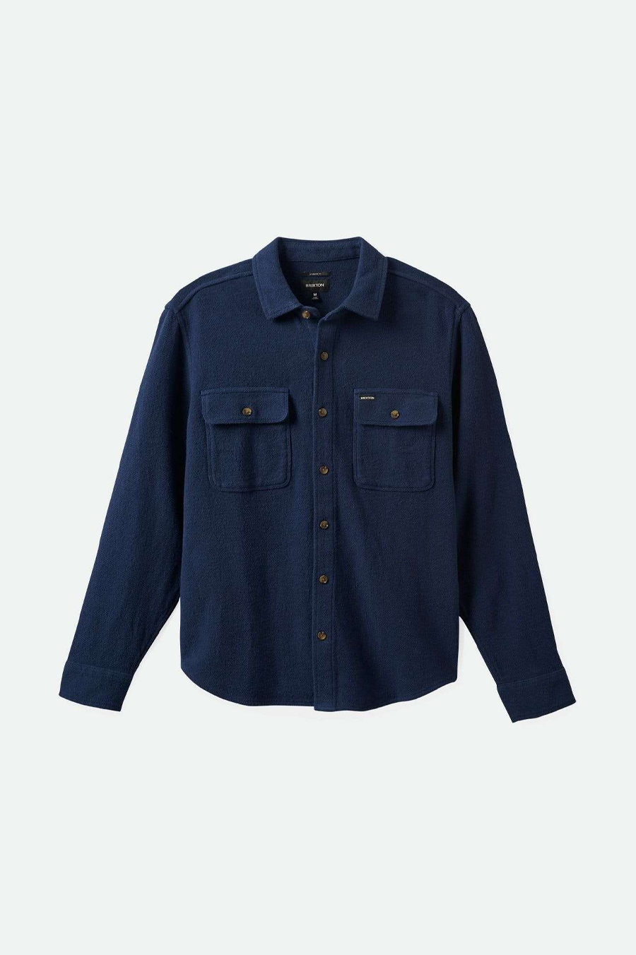 Men's Brixton Bowery Textured Twill Overshirt in Washed Navy