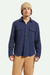 Men's Brixton Bowery Textured Twill Overshirt in Washed Navy