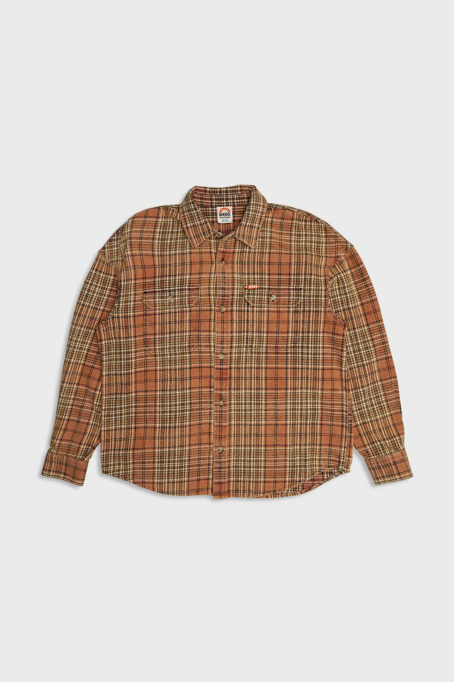 Men's Deus Ex Machina Vacay Check Shirt in Orange Check