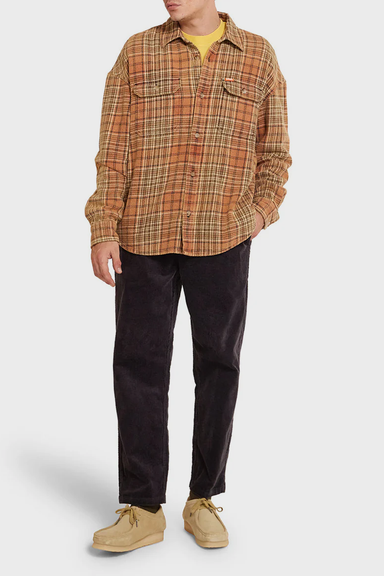 Men's Deus Ex Machina Vacay Check Shirt in Orange Check