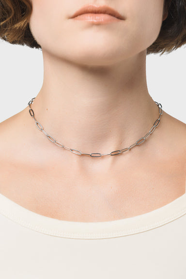 Paperclip Chain Choker in Silver