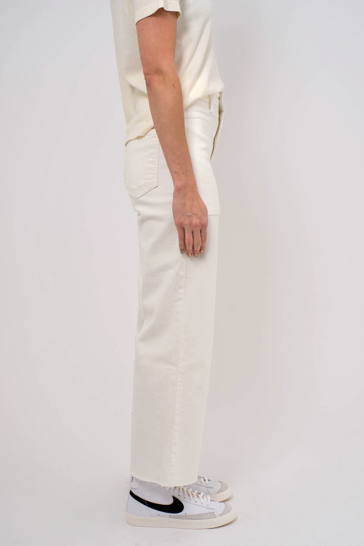 Women's Just Black Denim High Rise Utility Wide Leg in Off White