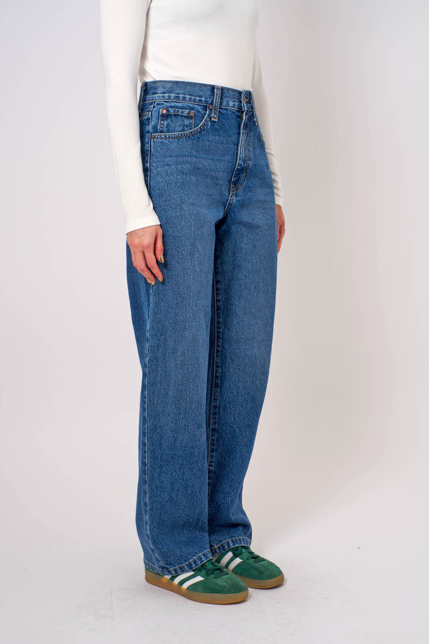 Just Black Denim Relaxed 90's Long Straight in Dark Wash