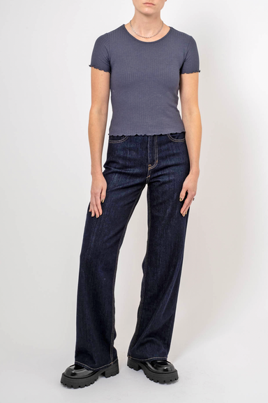 Women's Just Black Denim Relaxed Wide Leg in Sup?