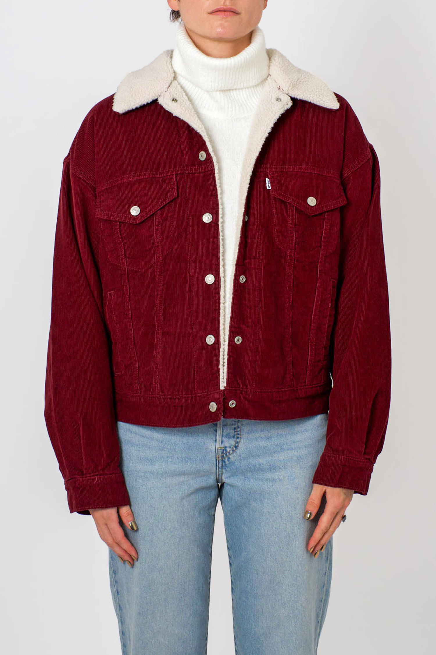 Levi's red sherpa trucker jacket deals