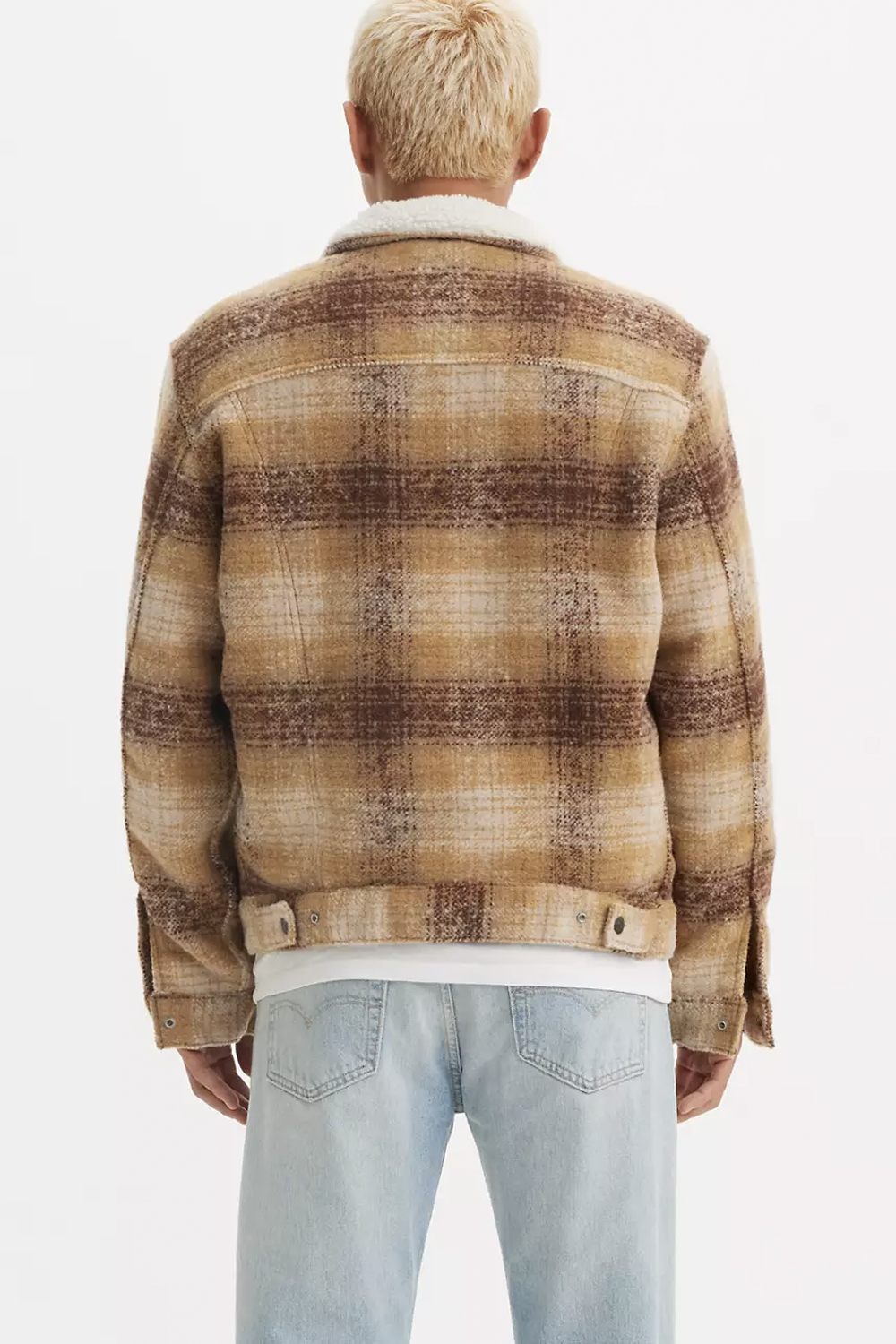 Men's Levi's Plaid Type 3 Sherpa Trucker in Westin Curry