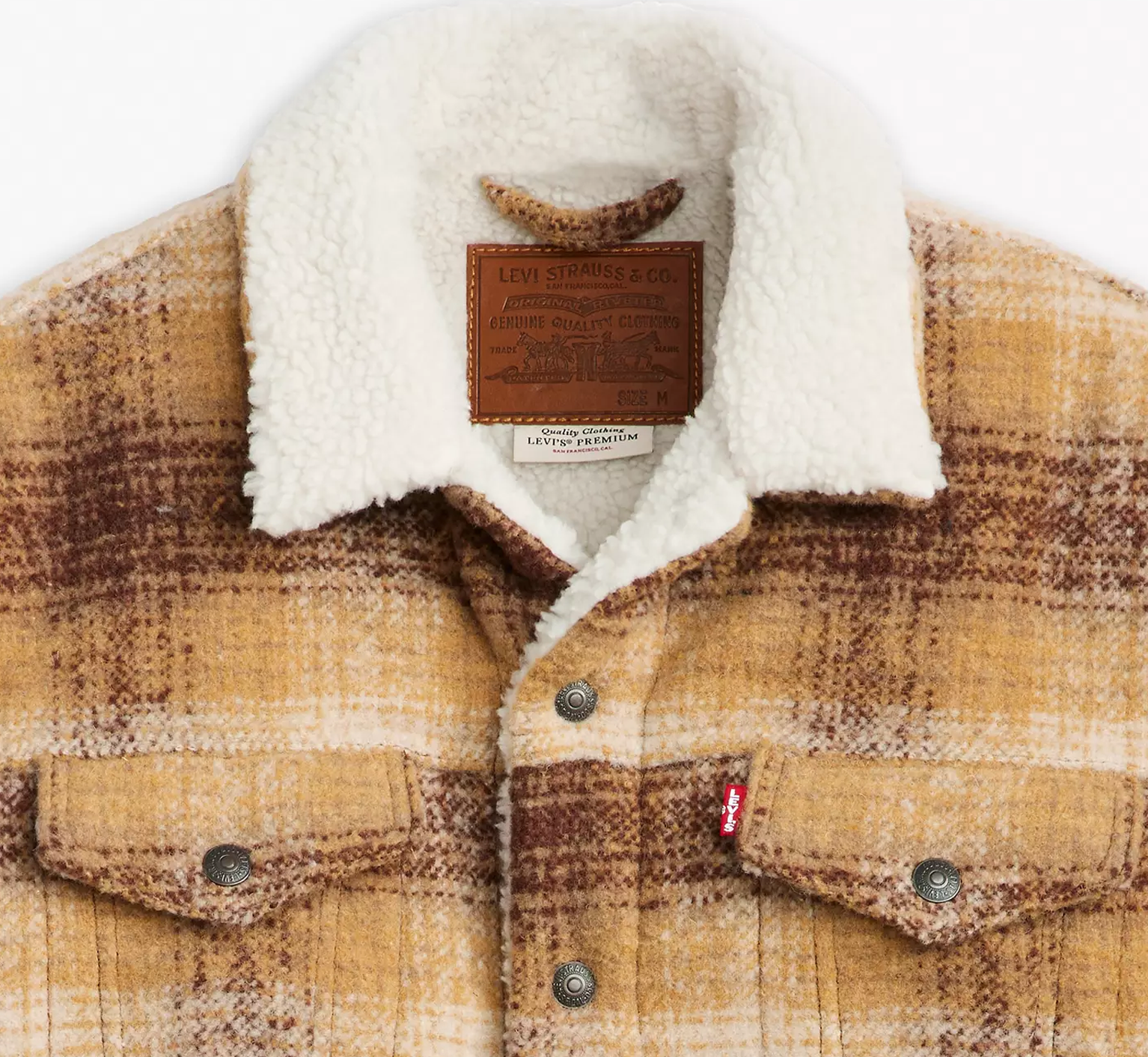 Men's Levi's Plaid Type 3 Sherpa Trucker in Westin Curry