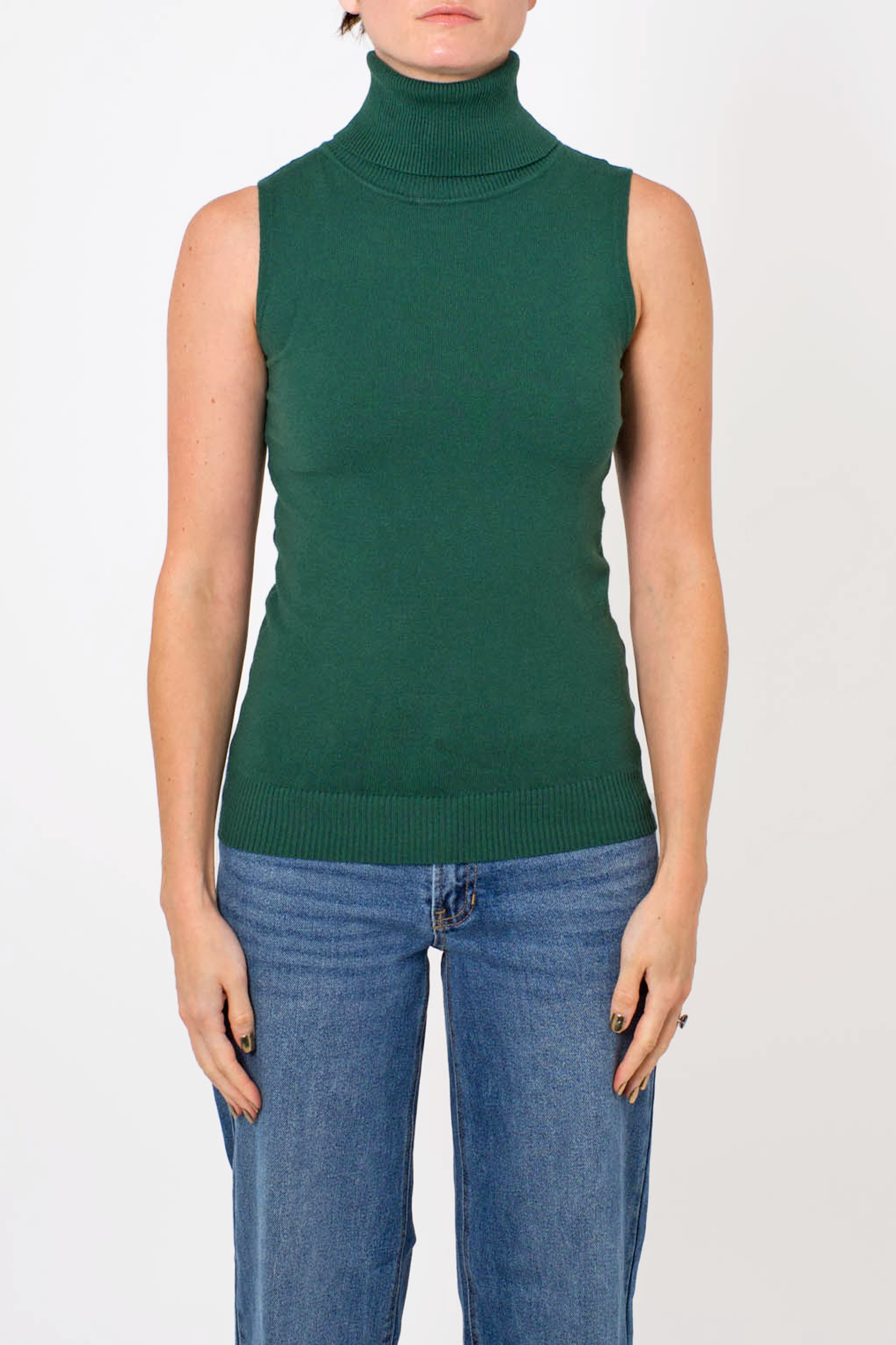 Layering Turtleneck Tank in Dark Green