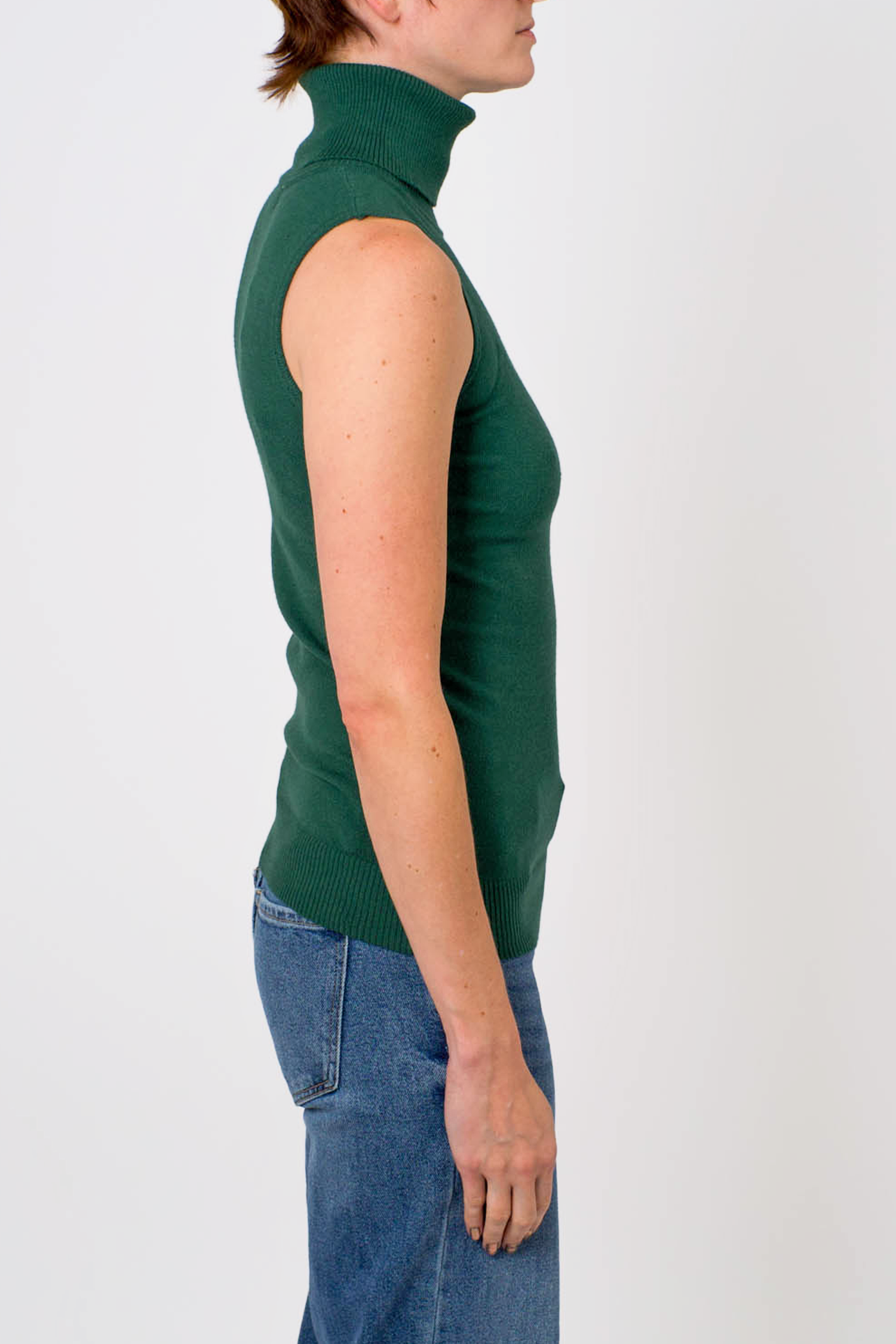 Layering Turtleneck Tank in Dark Green