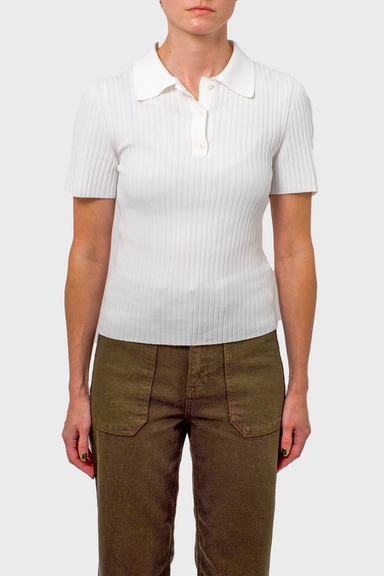 Women's Only Elisa SS Rib Polo in Eggnog