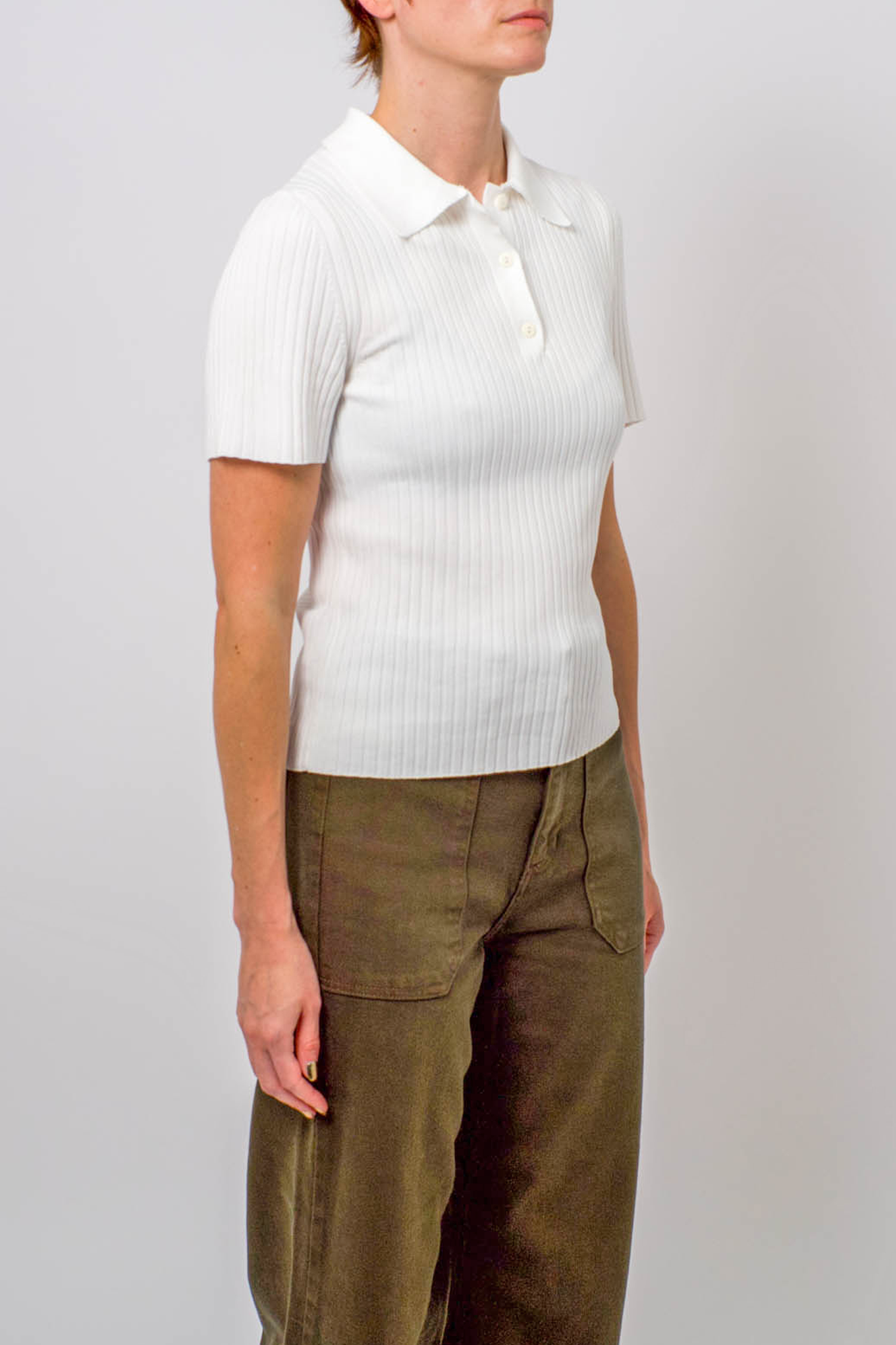 Women's Only Elisa SS Rib Polo in Eggnog