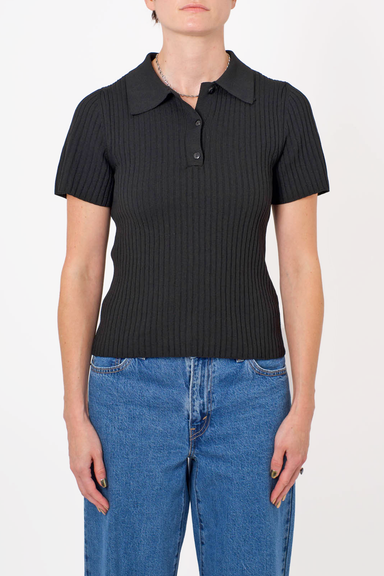 Women's Only Elisa SS Rib Polo in Black