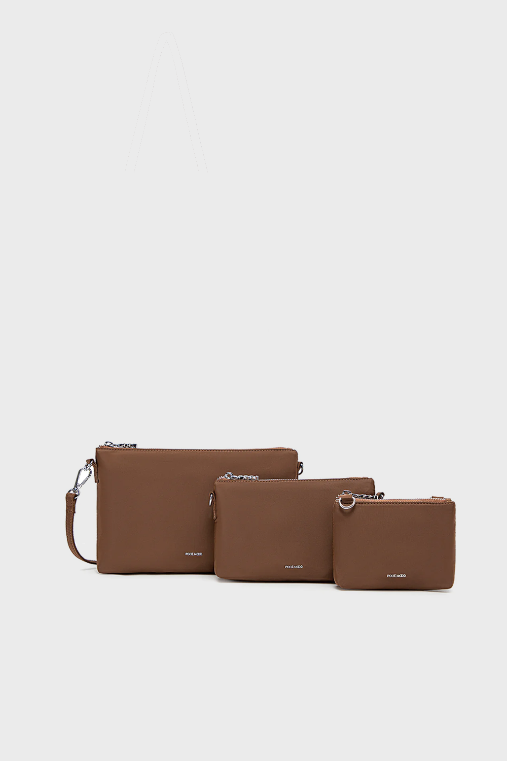 Pixie Mood Drea Pouches Set in Espresso Brown Nylon