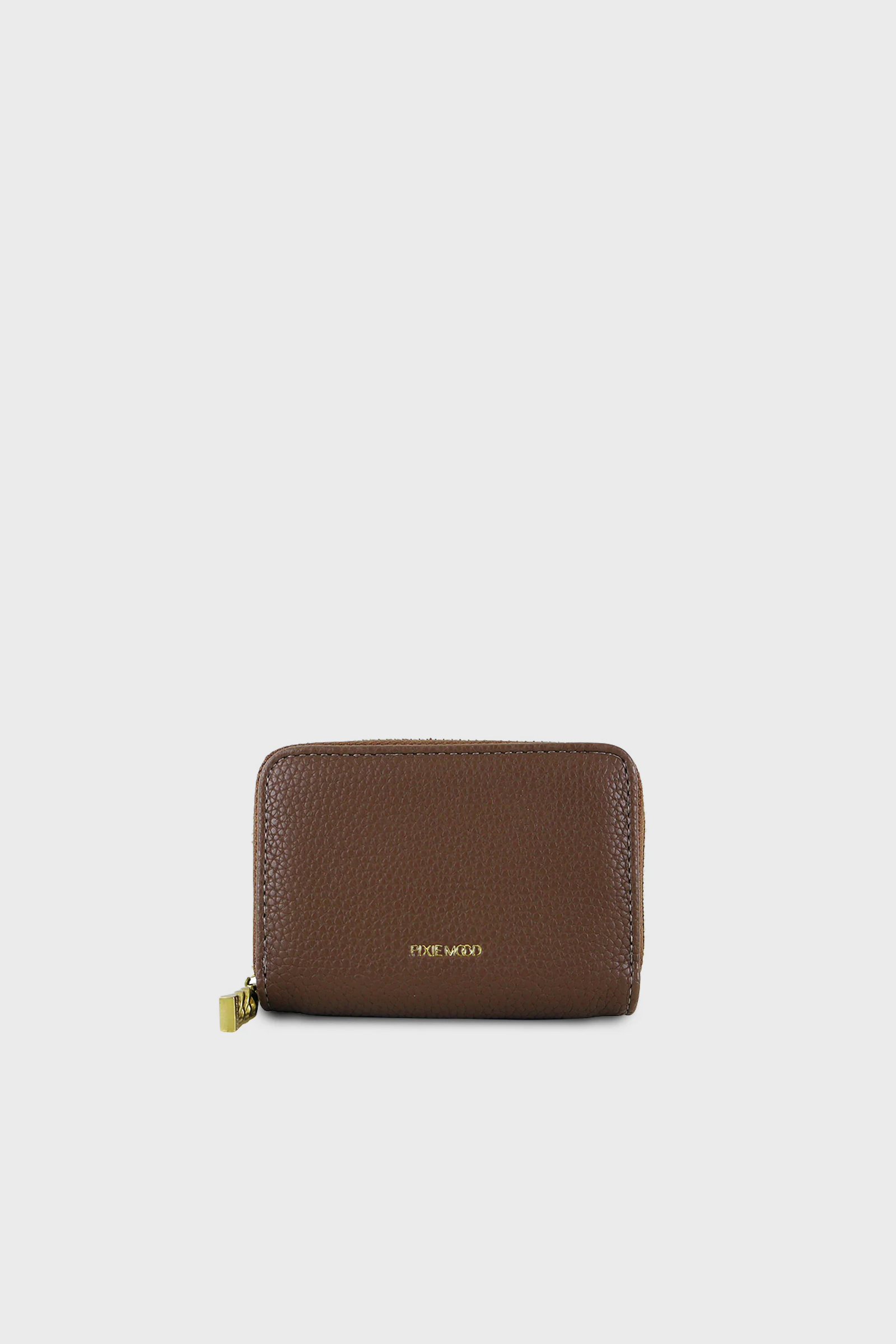 Pixie Mood Kimi Card Wallet in Espresso Brown Pebbled