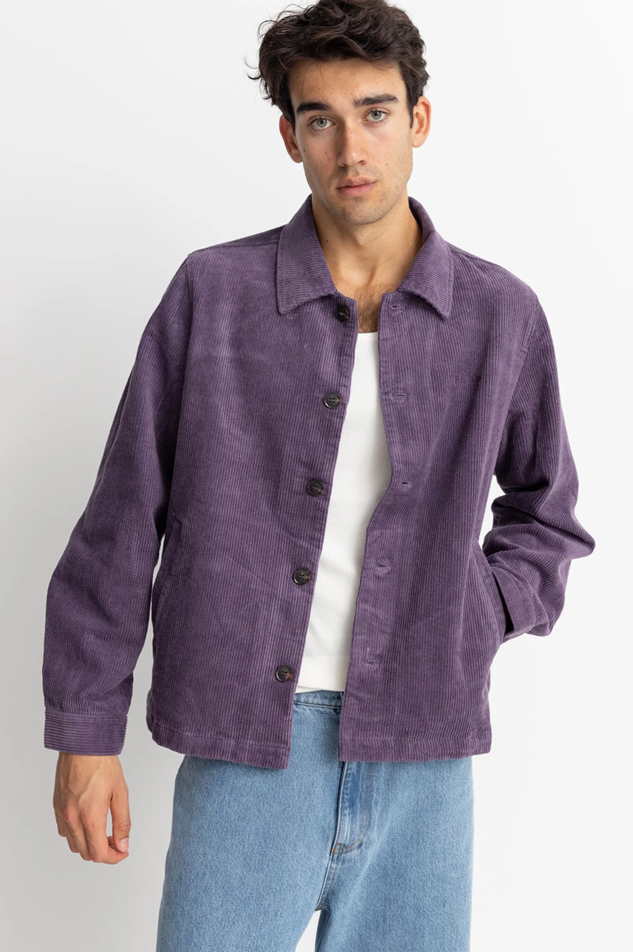 Men's Rhythm Langley Jacket in Plum Cord