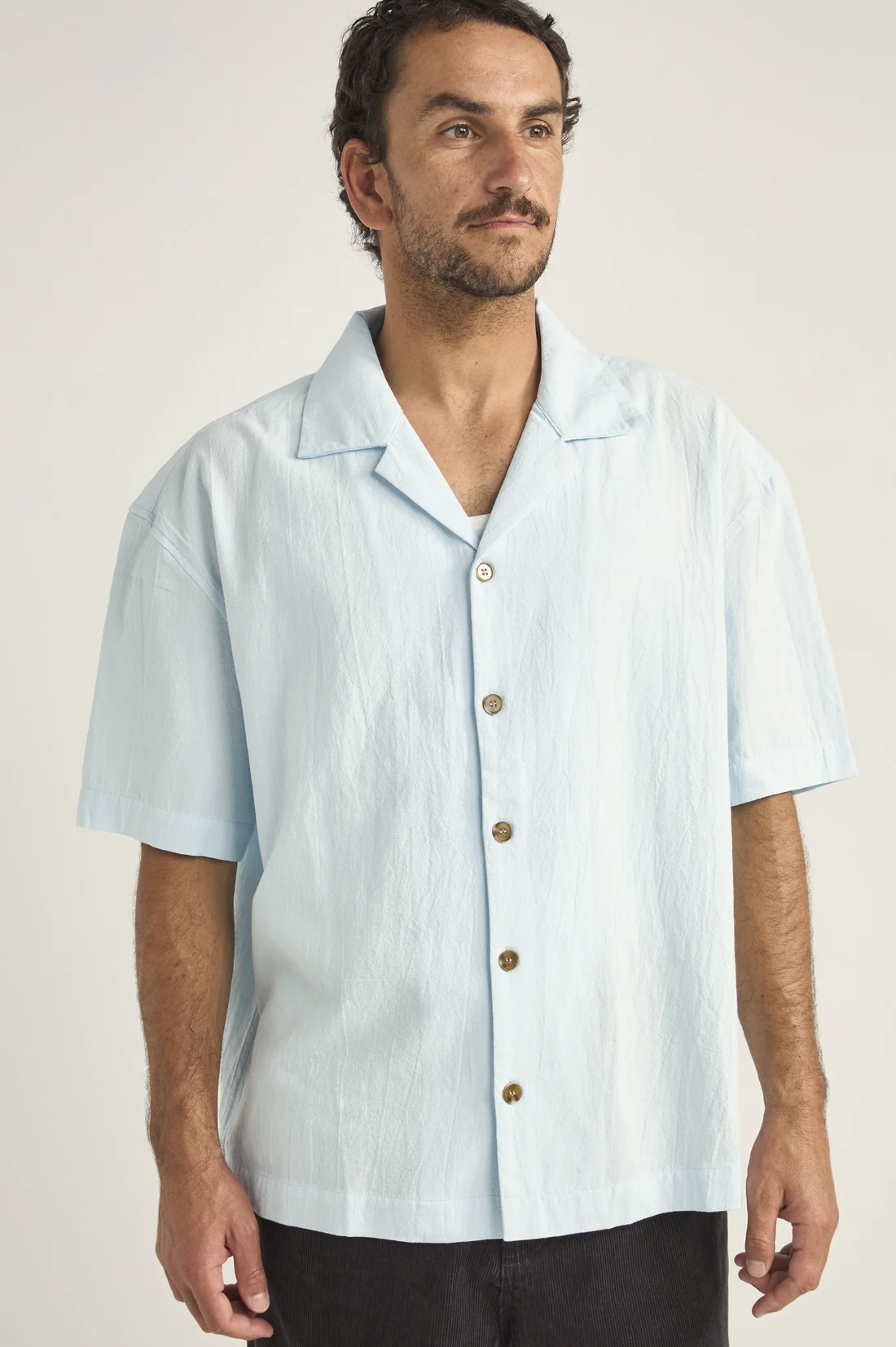 Relaxed Texture SS Shirt in Blue