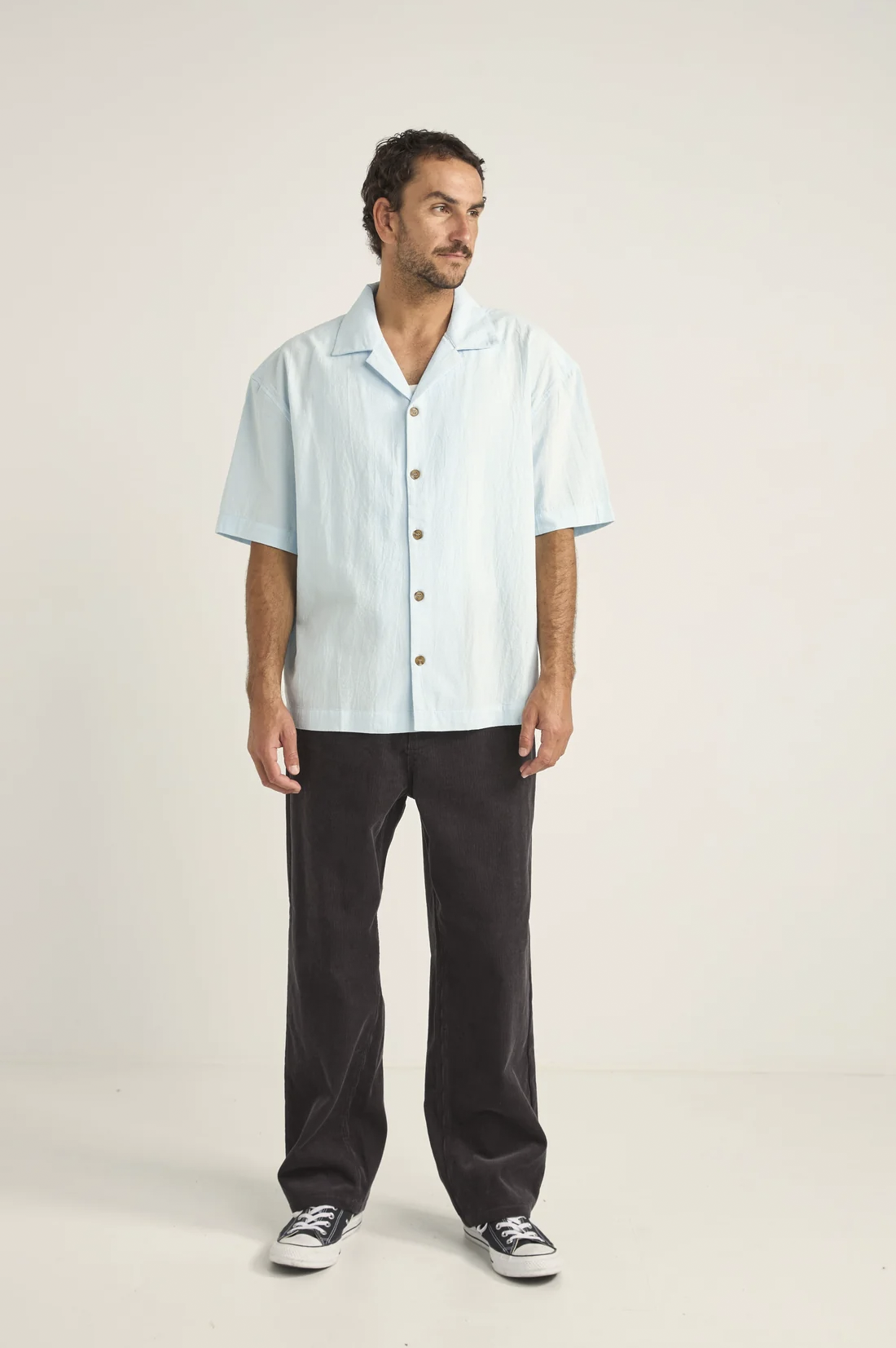 Relaxed Texture SS Shirt in Blue