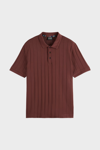 Men's Scotch & Soda Rib Knit Polo in Rich Mahogany