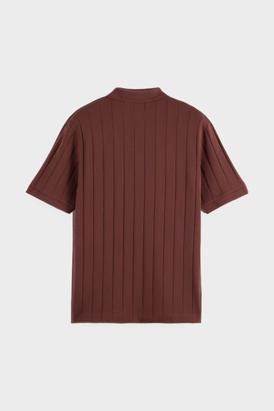 Men's Scotch & Soda Rib Knit Polo in Rich Mahogany