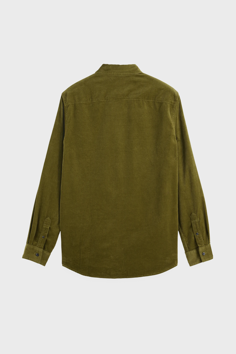 Men's Scotch & Soda Solid Corduroy Shirt in Moss Green