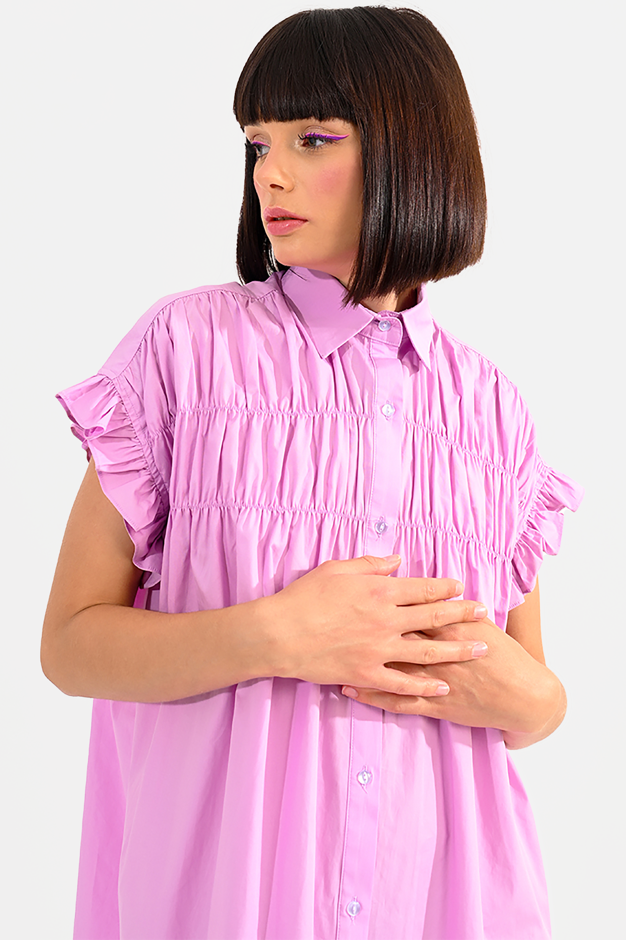 Minette Shirt Dress in Lilac