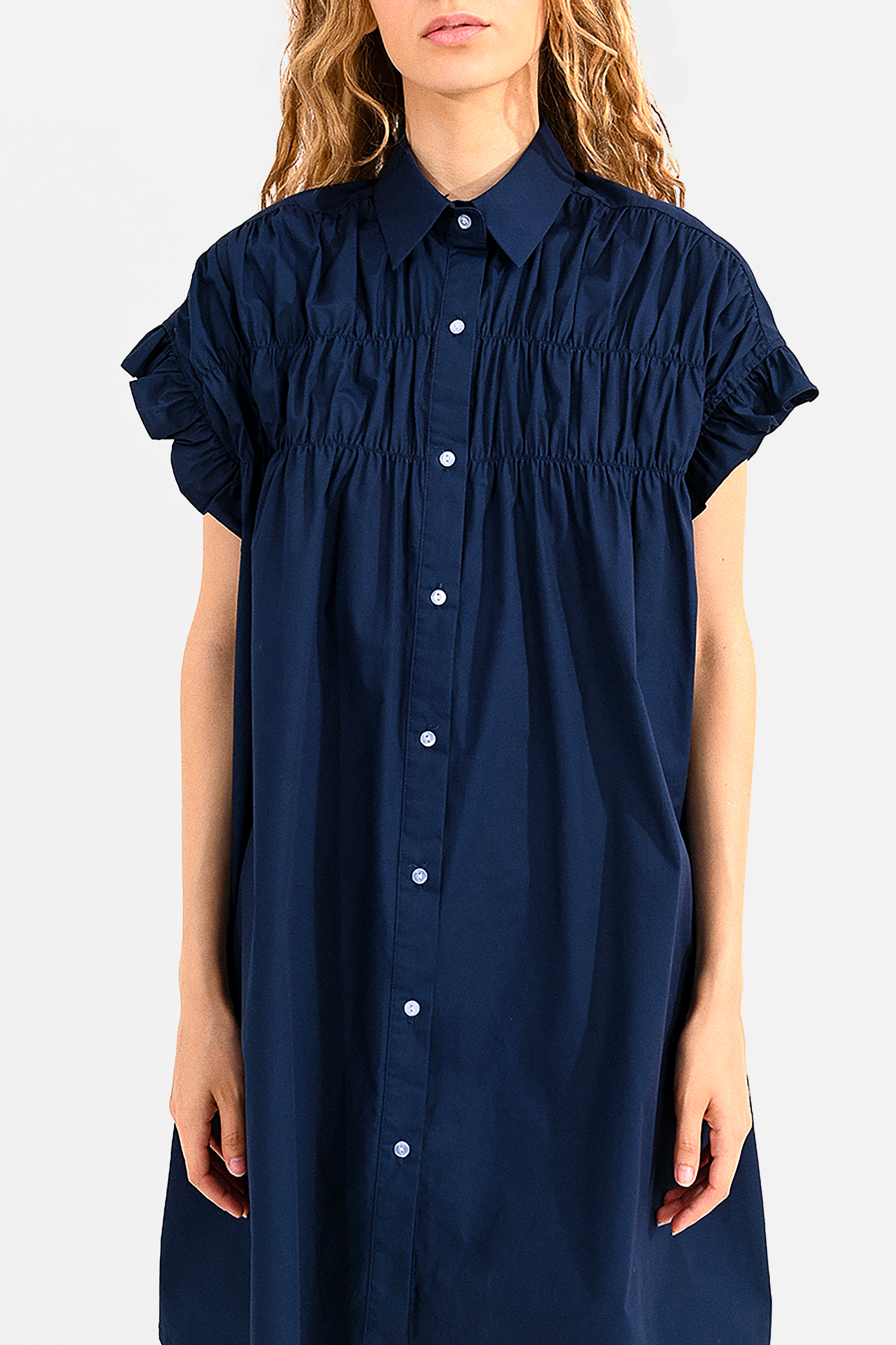 Minette Shirt Dress in Navy Blue