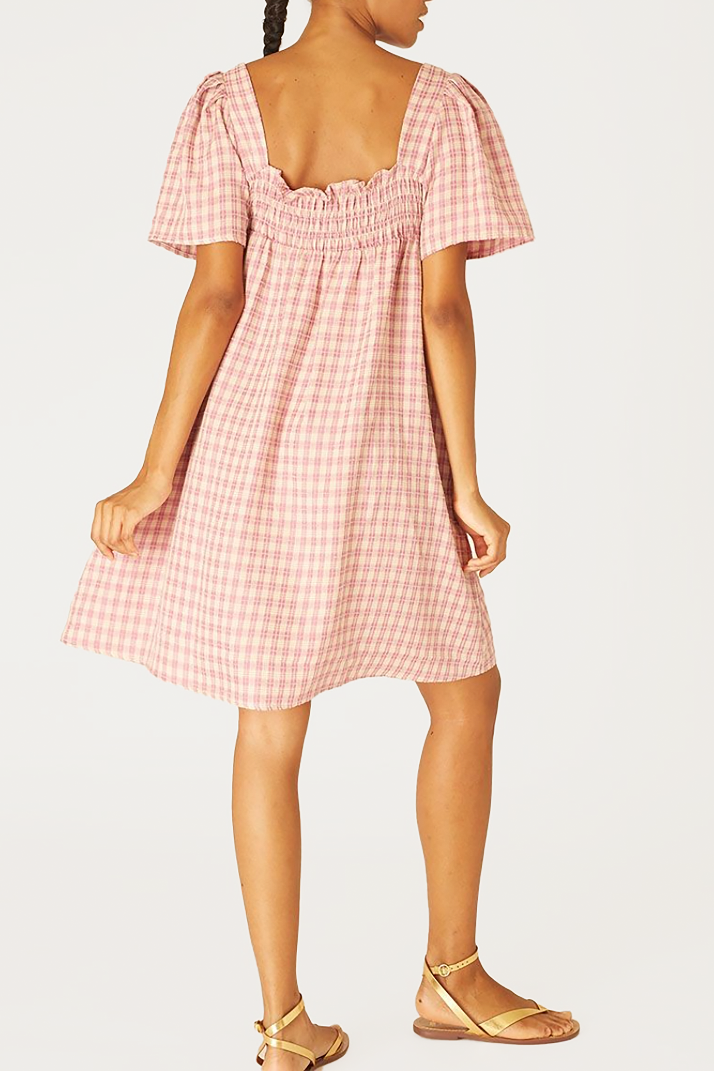 Smocked Dress in Lilac Check