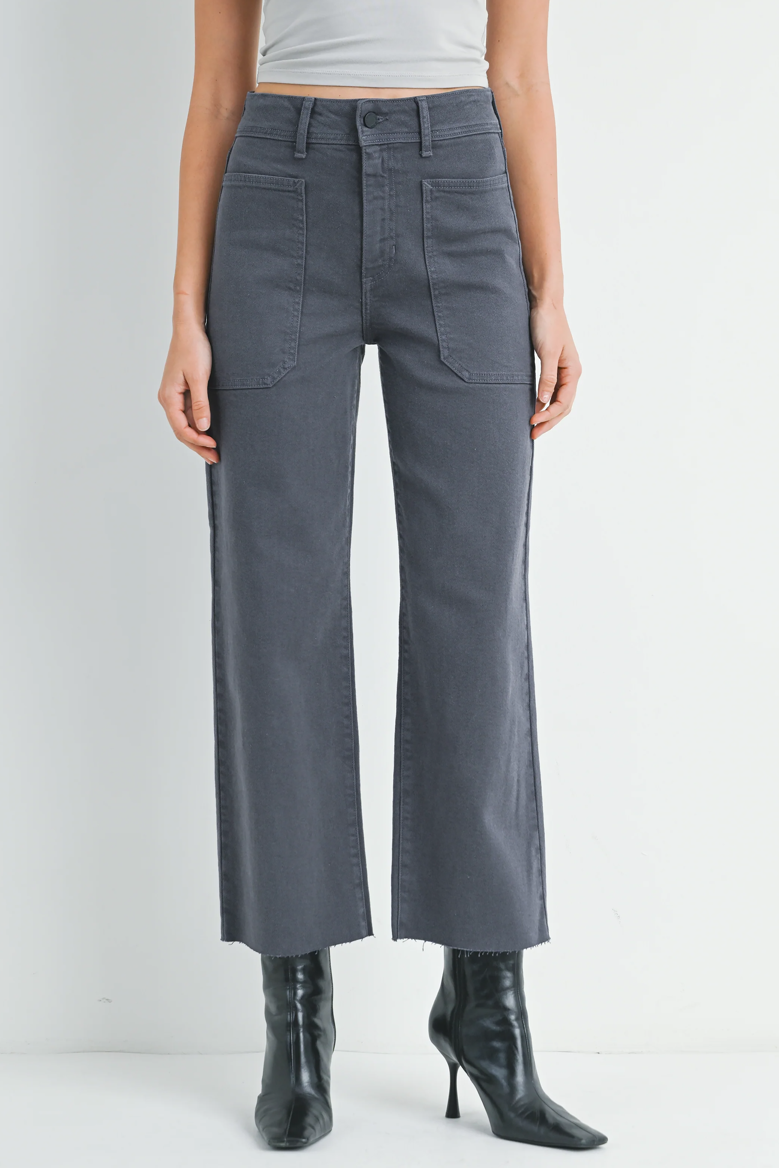 High Rise Utility Wide Leg in Charcoal