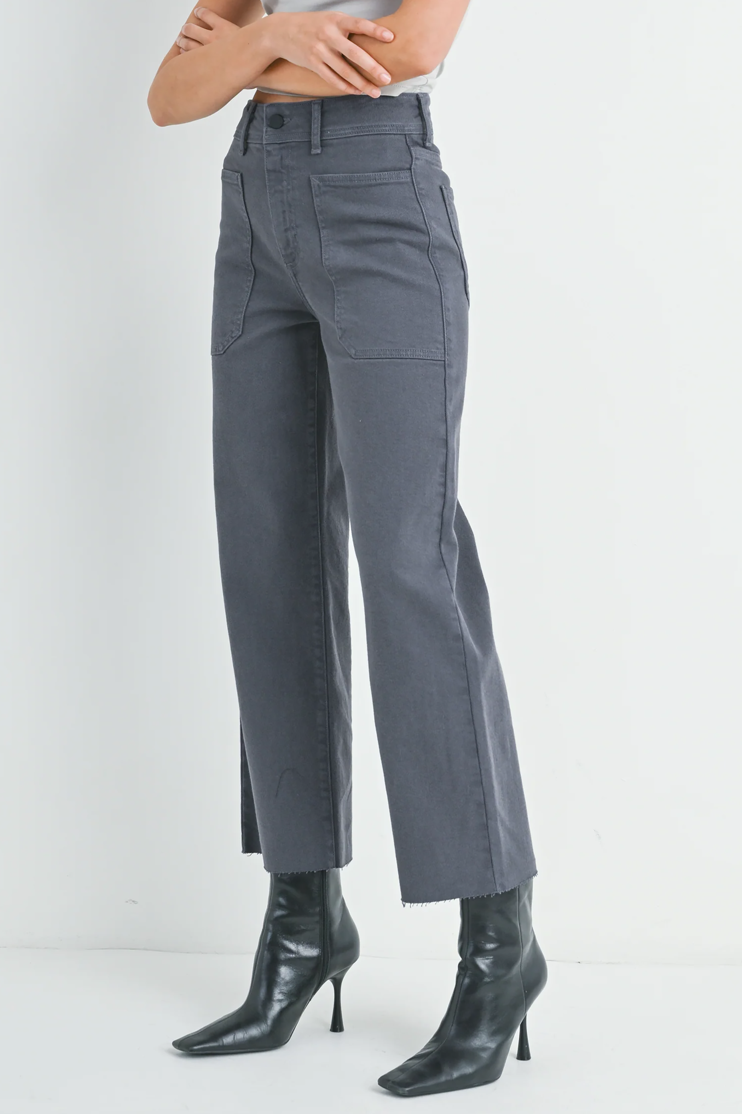 High Rise Utility Wide Leg in Charcoal