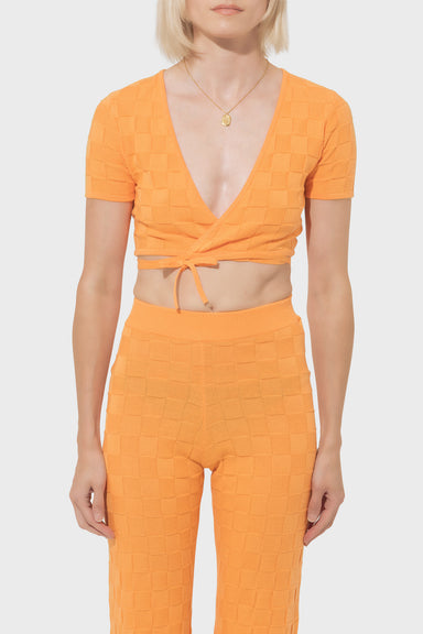 Women's Another Girl Checkerboard Effect Wrap Crop