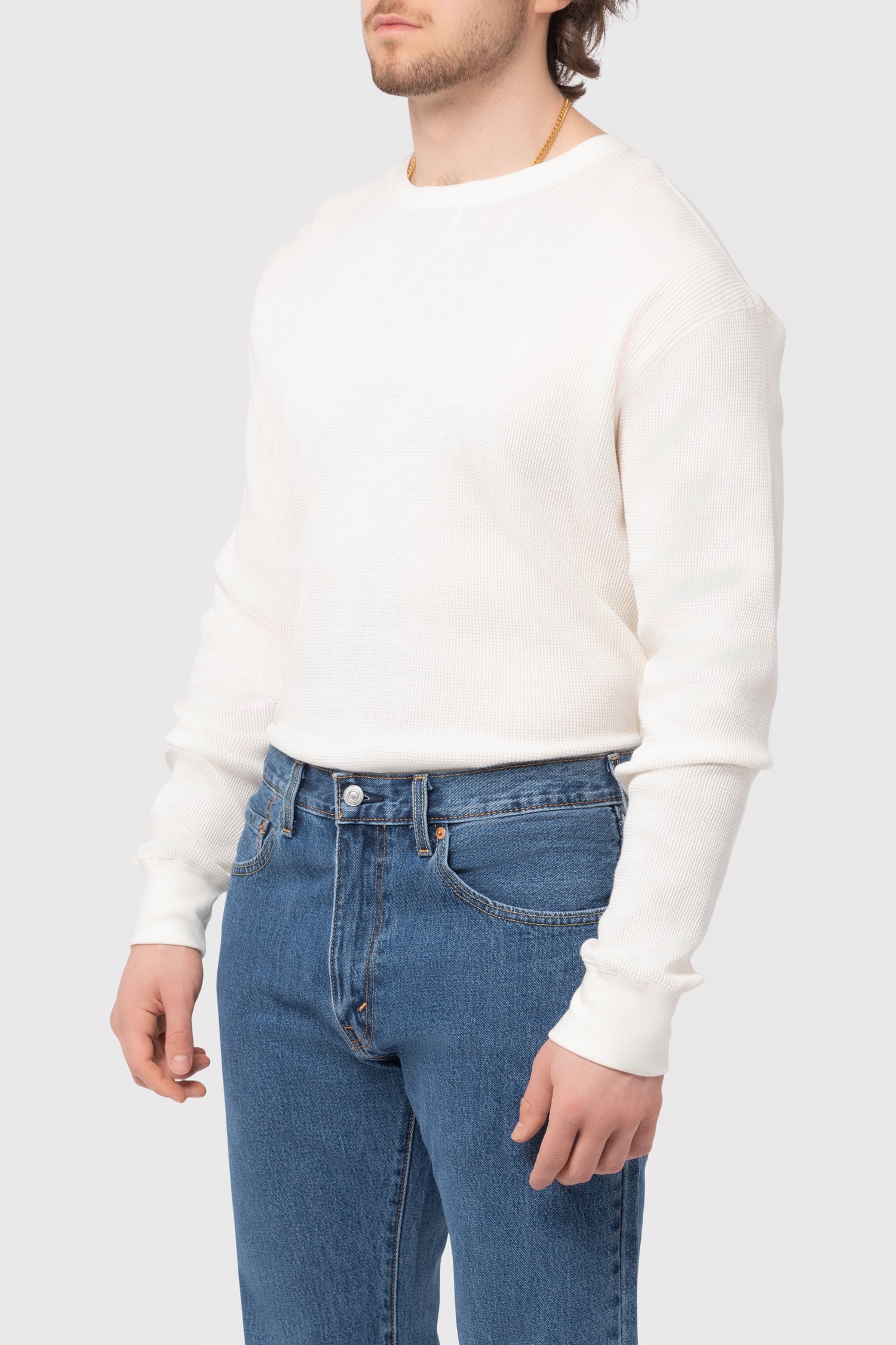 Men's Brixton Reserve Thermal L/S Tee in Off White