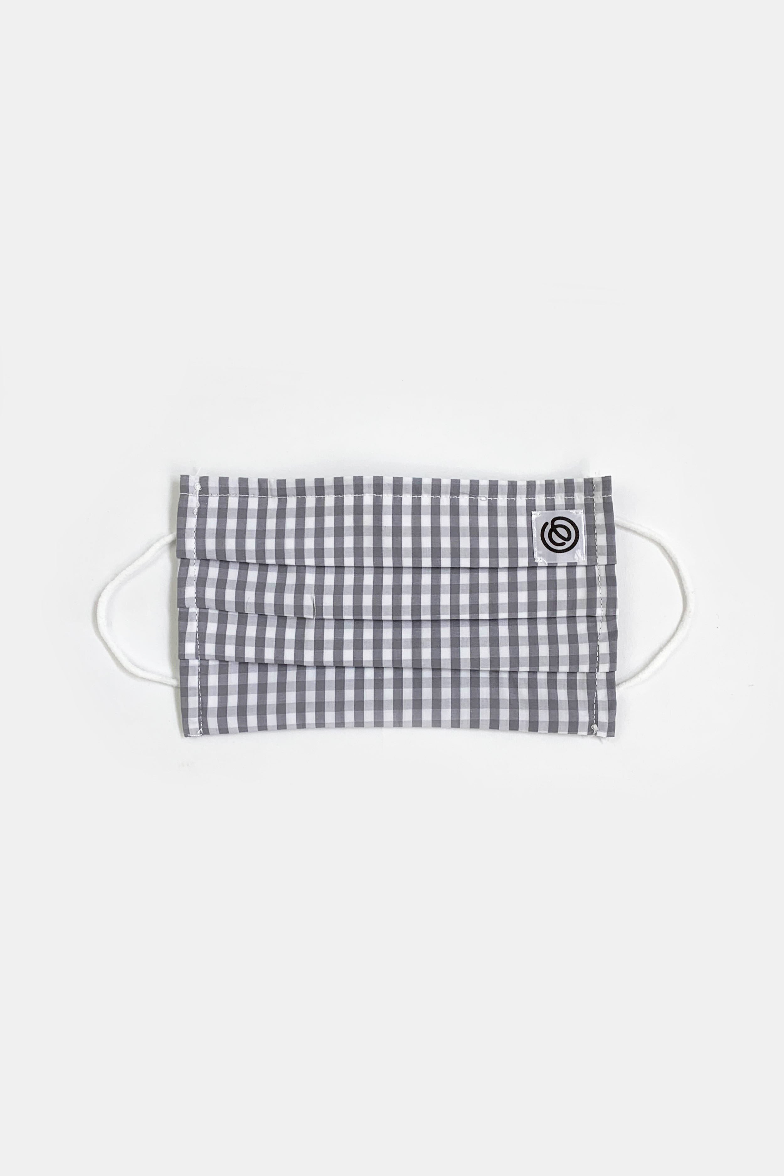 Easy Mondays Pleated Face Mask in Grey Medium Gingham