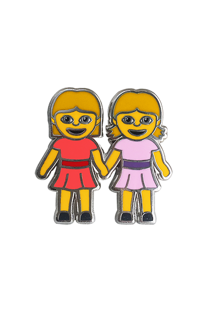 Girl and Girl Emoji Lapel Pin