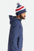 Brixton Kit Pom Beanie in Washed Navy/White/Red