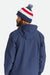 Brixton Kit Pom Beanie in Washed Navy/White/Red