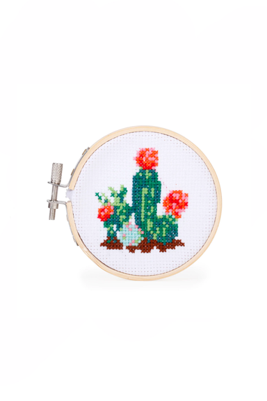 Kikkerland Mini Cross Stitch Cactus Embroidery Kit