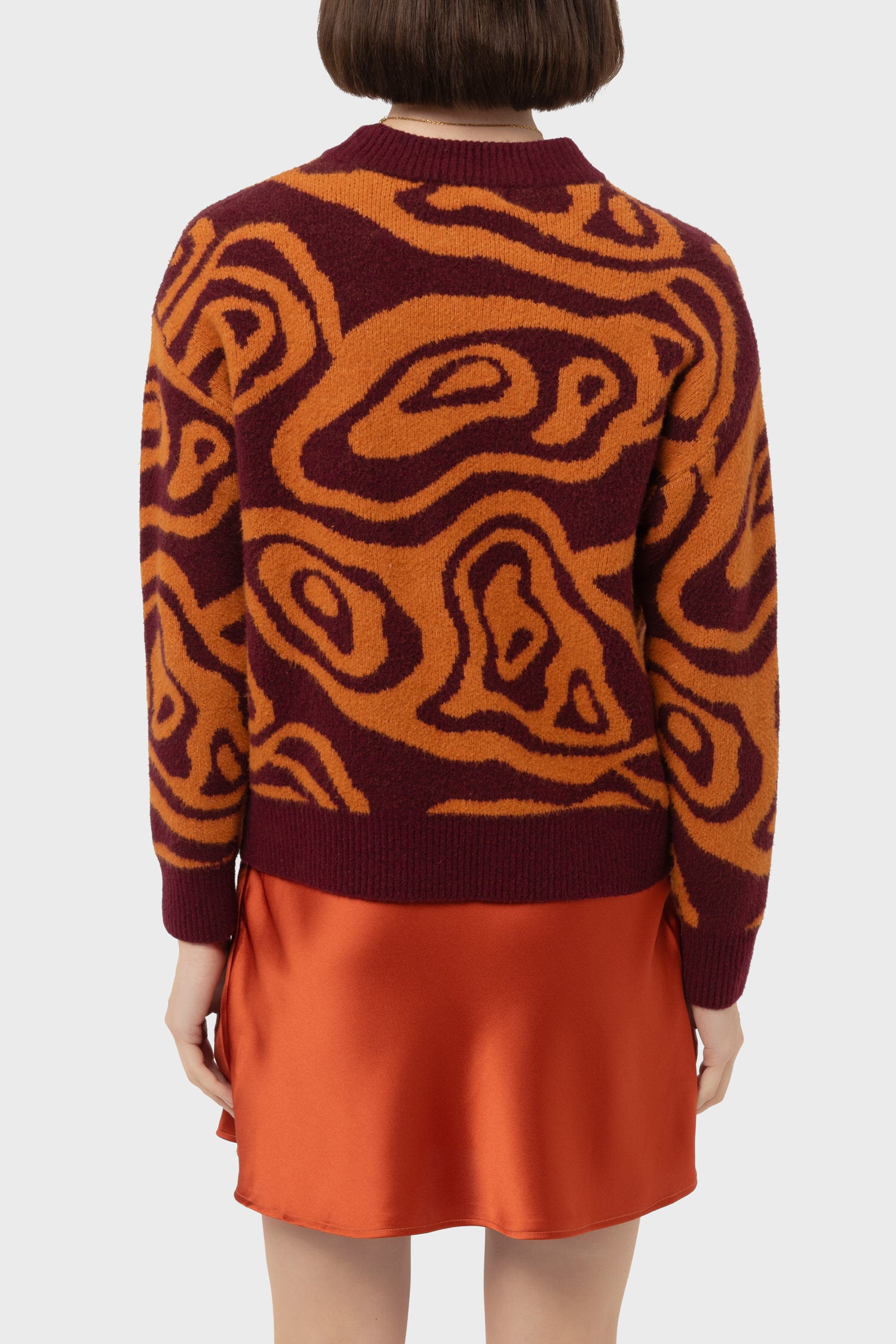 Women's Nice Things Isobars Jacquard Sweater in Wine Red
