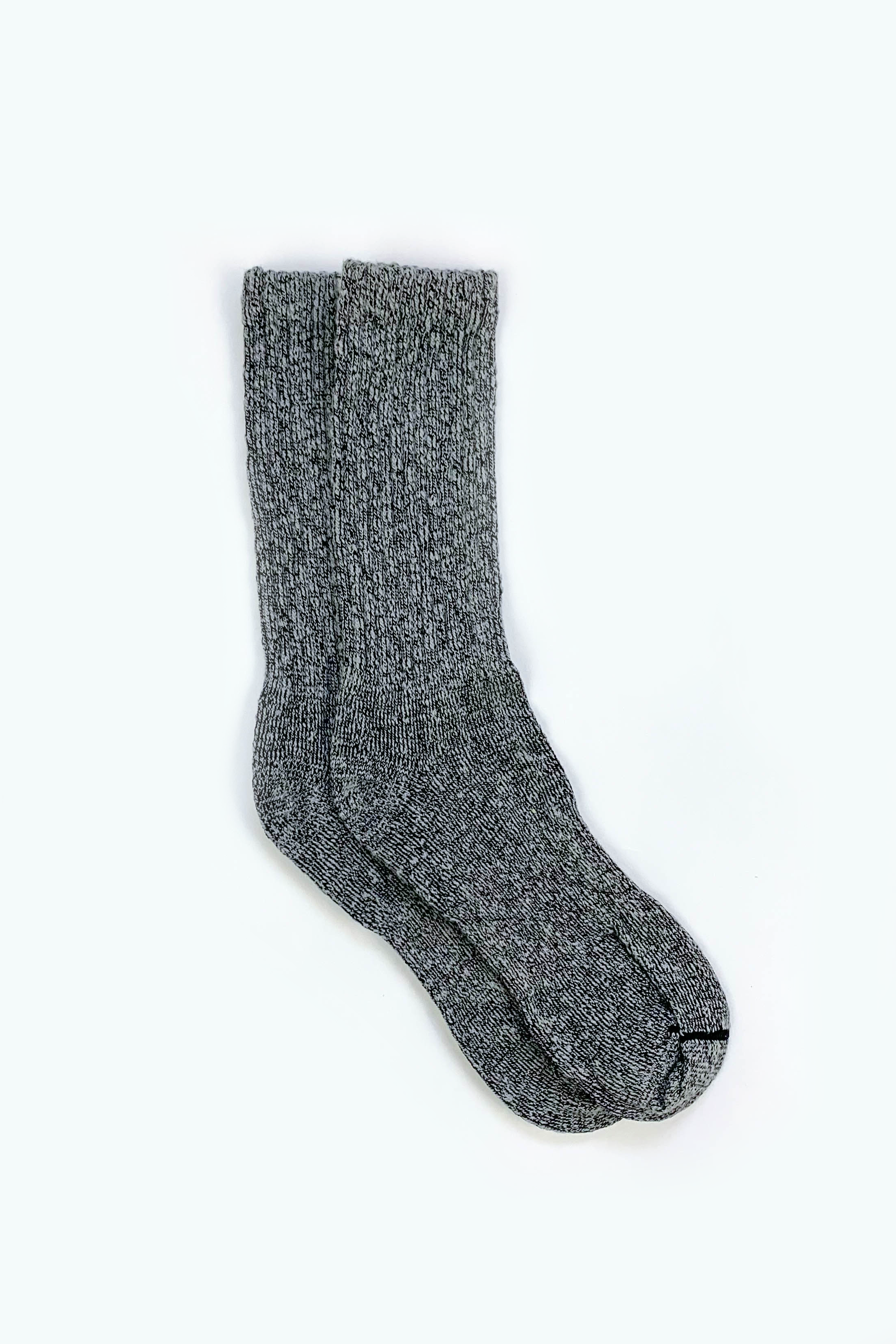 Overdyed Cotton Ragg Crew Sock in Black/Grey - Philistine