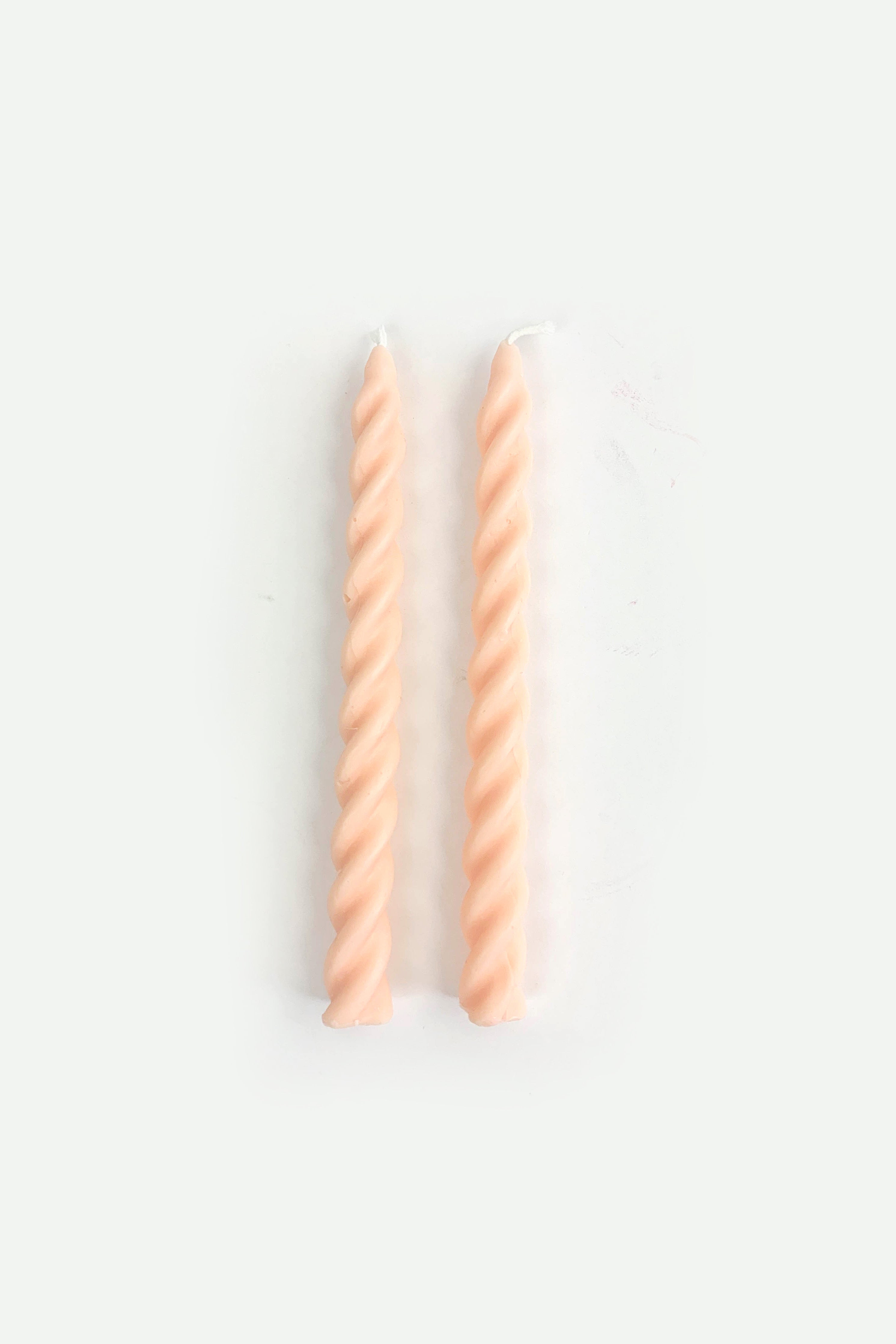 Twisted Taper Candle in Peach