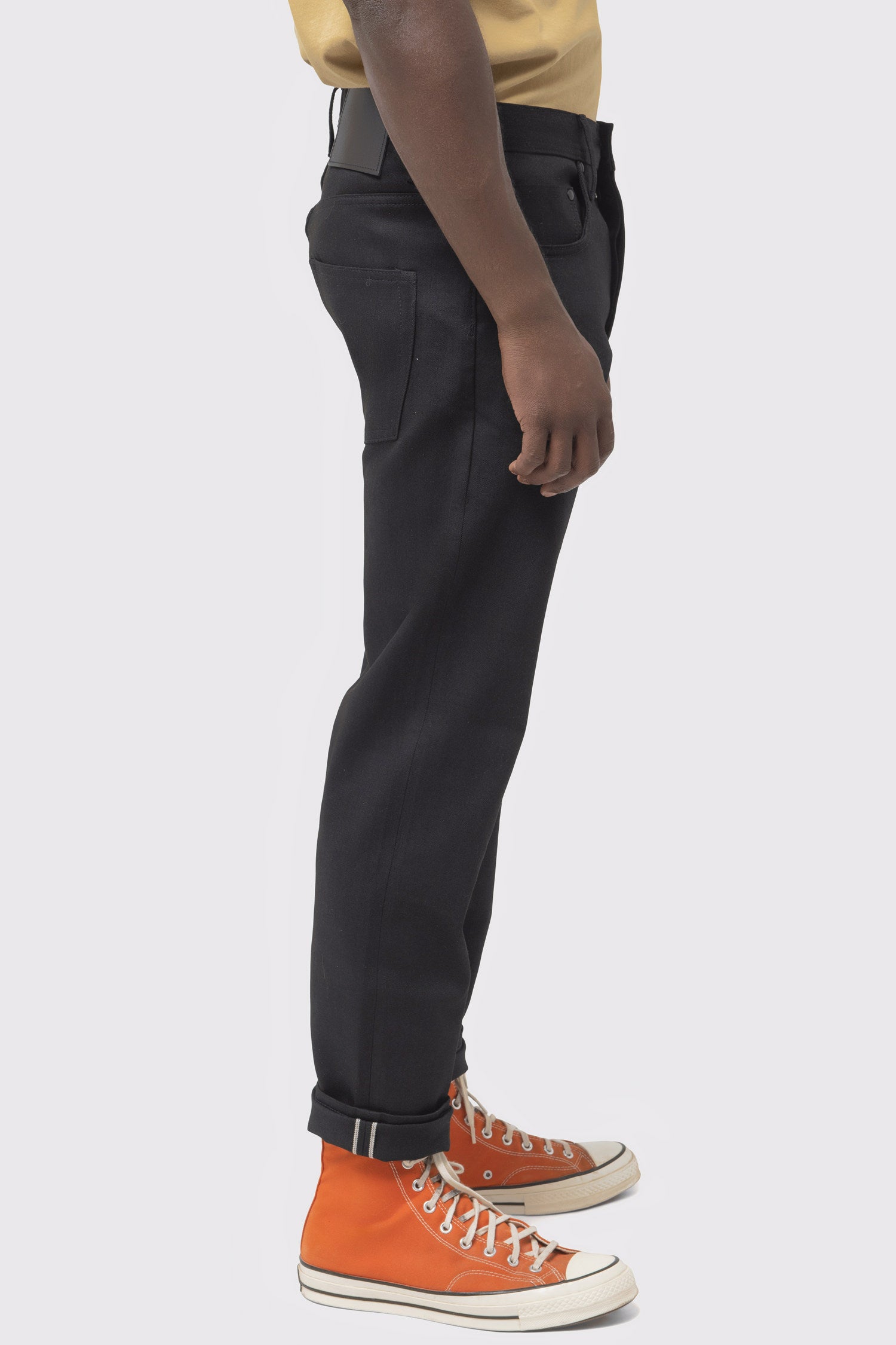Men's Unbranded Relaxed Taper Fit Black Stretch Selvedge