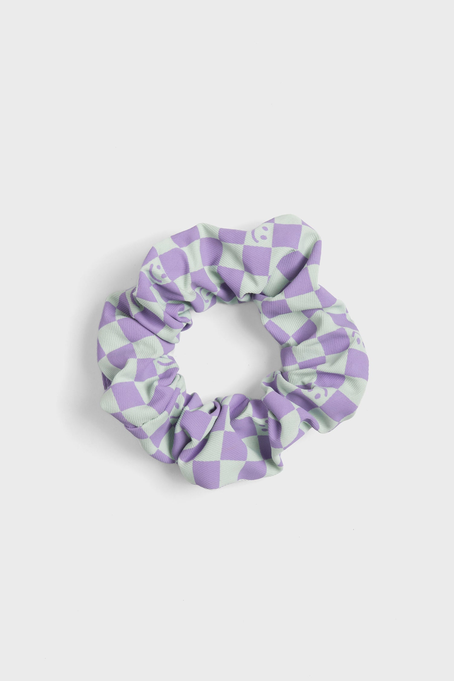 Happy Checker Scrunchie in Aqua/Purple